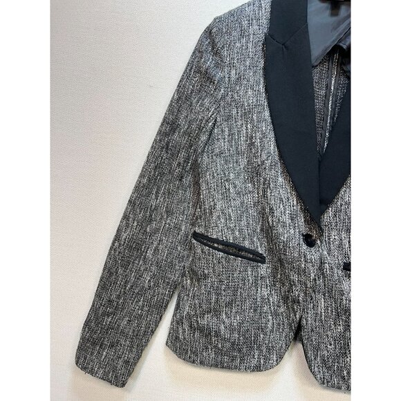 Mossimo Women's Tweed One Button Blazer Long Sleeve Size 10 Black Silver - Picture 7 of 12
